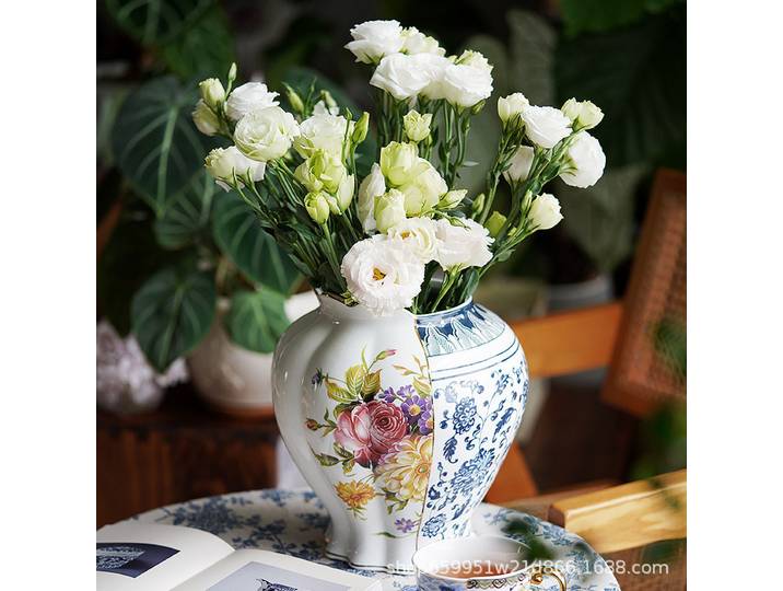 Vase en céramique de style antique, luxe créatif, vintage européen, pour arrangement floral, décoration de salon, ornement de bureau.