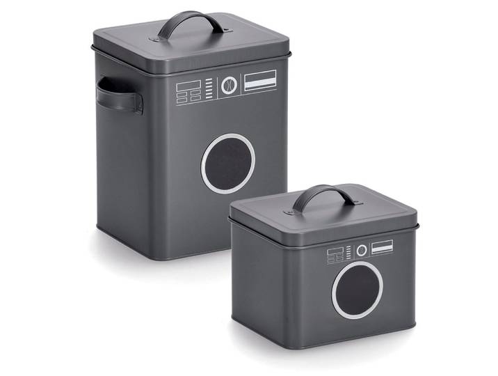 Aufbewahrungsbox ZELLER PRESENT Landry , grau (anthrazit), 2 Stk., Metall, Aufbewahrungsboxen, Aufbewahrungsbox, Waschpulver-Box, Metall