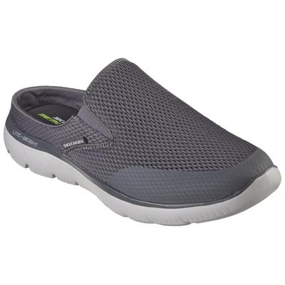 Clog SKECHERS "SUMMITS", Herren, Gr. 47,5, grau, Textil, Schuhe Clog, Sommerschuh, Schlappen, Urlaub, im sportiven Look