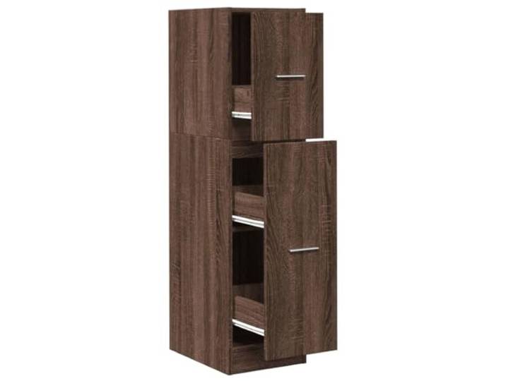 HKLGBVCR Apothekerschrank Eiche Braun 30 x 41 x 118 cm Holz Staubgeschützte Aufbewahrung, Metallschienen, elegante Griffe, Küche, Wohnzimmer, Büro