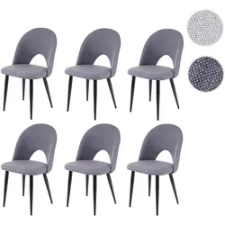 6er-Set Esszimmerstuhl HWC-D73, Stuhl Küchenstuhl, Stoff/Textil ~ dunkelgrau