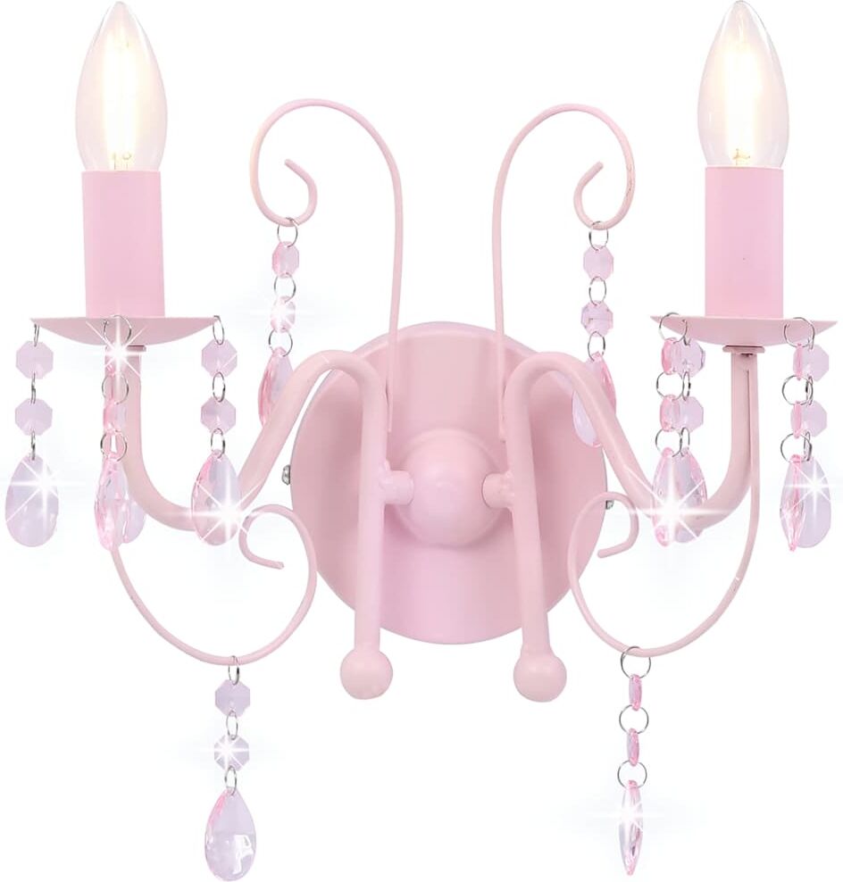 vidaXL Lámpara de pared con cuentas rosa con 2 bombillas E14 Rosa