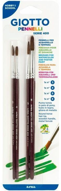 Blister de 4 Pinceaux Giotto 400 n° 3,4,5,8
