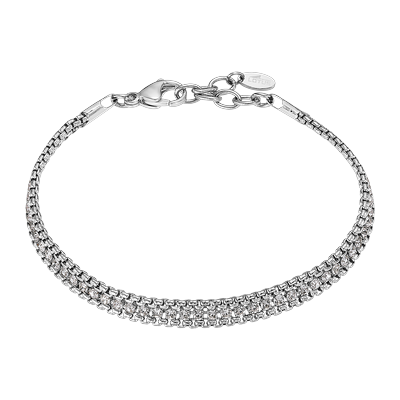 Armband LOTUS "Ionic", silber (edelstahlfarben, kristallweiß, kristallweiß), Armbänder, Damen, 17,6cm, Edelstahl, Armband, mit Glasstein