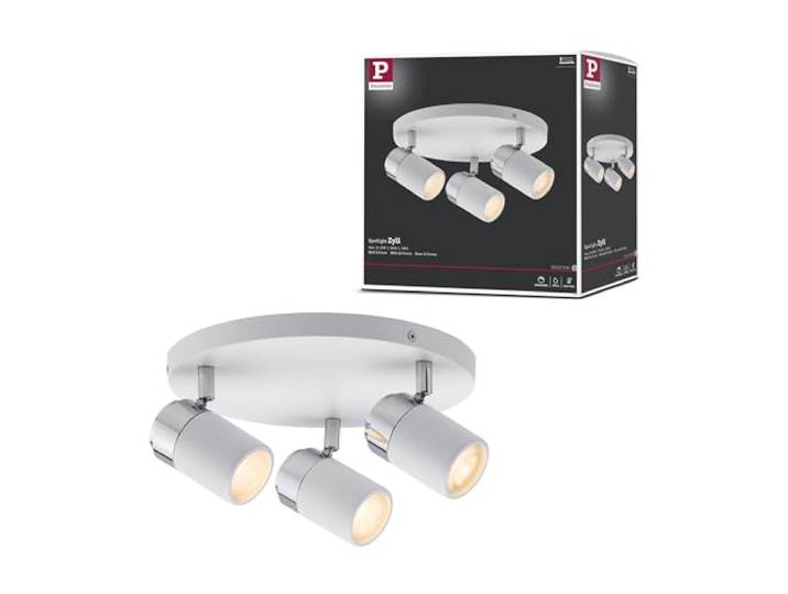 Paulmann 66712 Spotlight Zyli IP44 Rondell max 3x10W GU10 Weiß/Chrom 230V Metall 667.12 Deckenleuchte Lampe LED Deckenlampe ohne Leuchtmittel