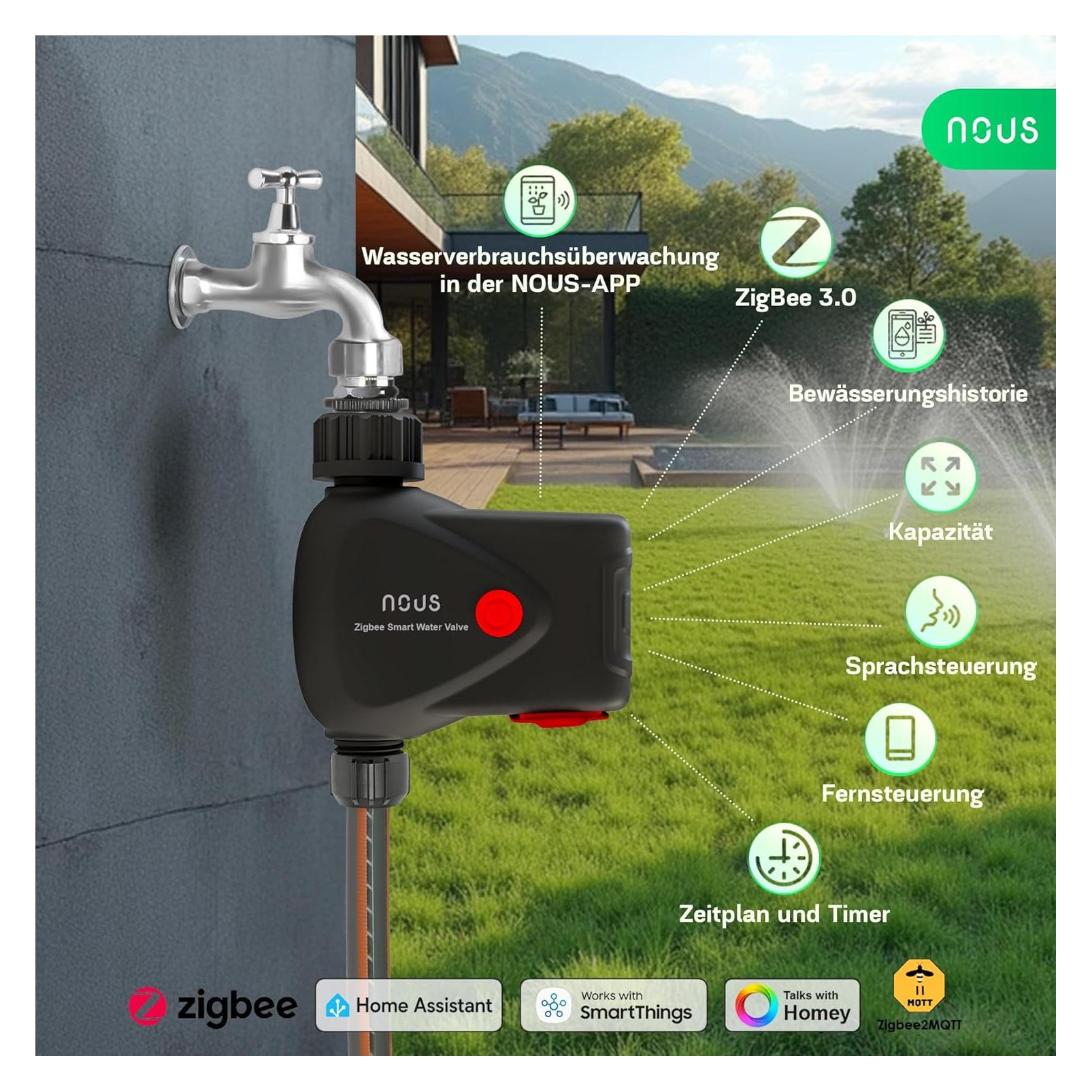 Nous L14 Ventil Wasserleitung Zigbee zur Garten-/Nutztierbewässerung (Bewässerungsventil) (59347304)