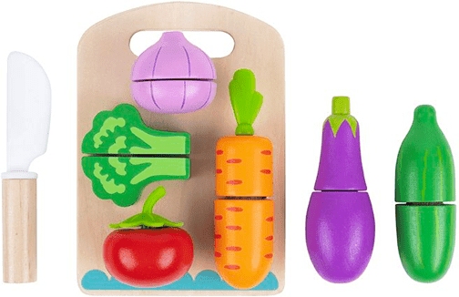 Tooky Toys' Wooden Cutting Vegetables for Kids - Develops Fine Motor Skills and Hand-Eye Coordination - Ages 3 and Up