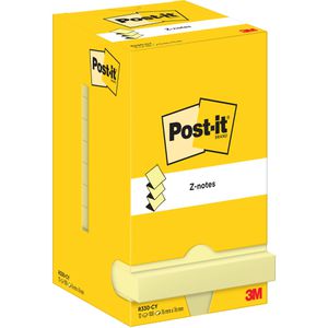 Post-it Haftnotizen Z-Notes Super Sticky, gelb, 76 x 76mm, selbstklebend, 12x 100 Blatt