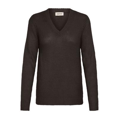 V-Ausschnitt-Pullover OXMO "V-Ausschnitt-Pullover OXFSinvi", Damen, Gr. L, braun (chocolate torte melange), Obermaterial: 100% Polyacryl PAN., Pullover