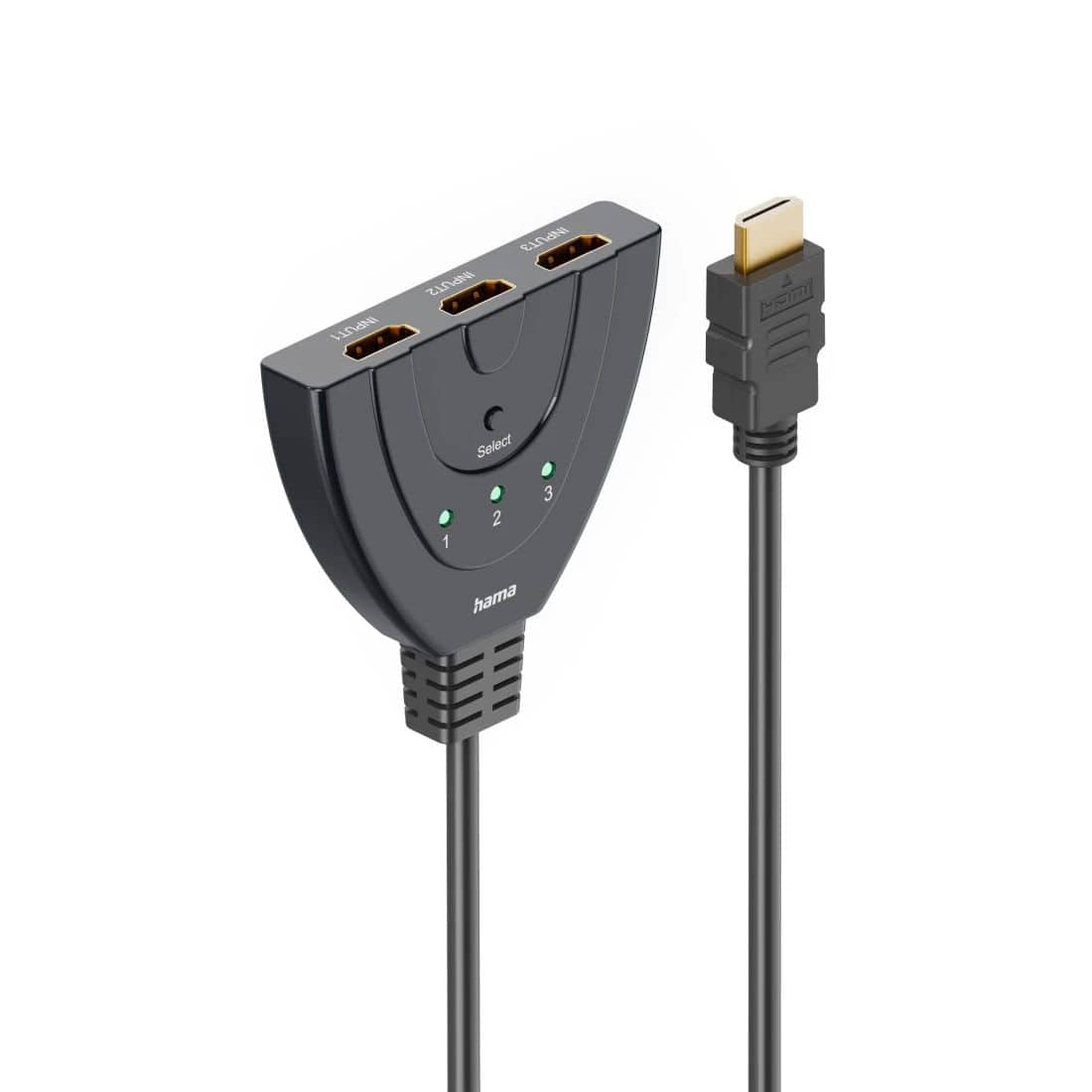 Hama Stecker Gerade HDMI auf 3 x HDMI Typ A (Standard) Buchse 0,55 m 205101 (Schwarz) 00205101