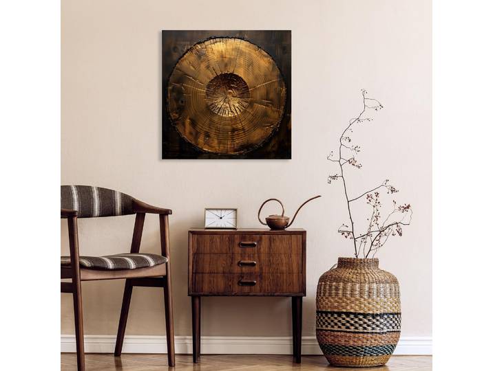 Acrylglasbild QUEENCE Abstrakte Kunst in Gold , farbe rahmen: ohne rahmen, B:100cm H:100cm T:1,5cm, Acrylglas, Bilder, Acrylglasbild, HD Premium Kunstdruck in Galeriequalität