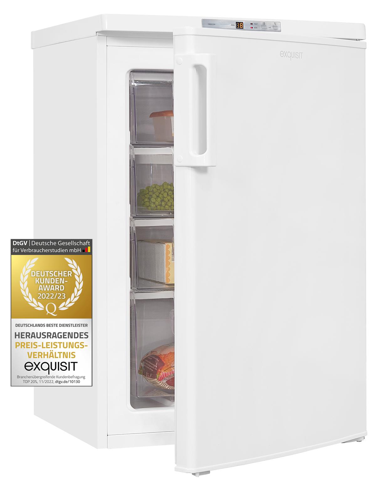 Exquisit Gefrierschrank GS80-HE-040D weiss | Nutzinhalt: 91 L | Standgerät