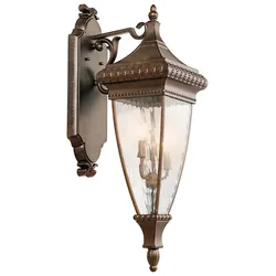 Außenleuchte Laterne Wandlampe Metall Regenlass H 78,7 cm 3 Flammig Antik Bronze
