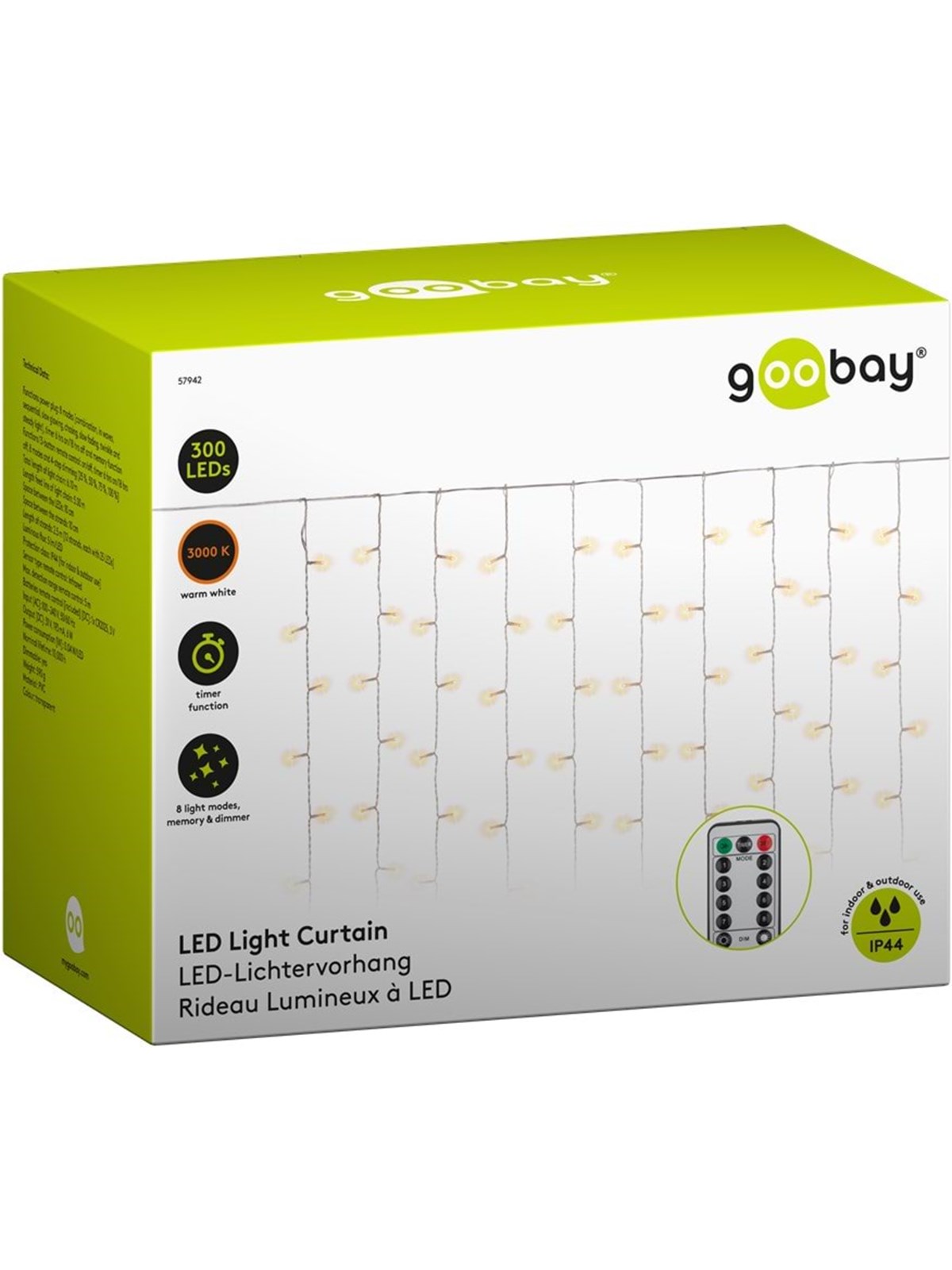 Goobay Light Curtain with 300 LEDs transparent 5 m - wi