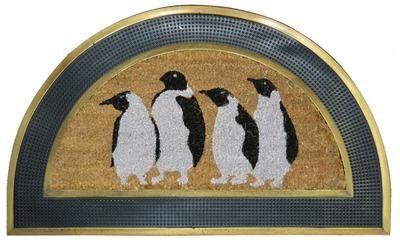 Coir Penguins Half Round Doormat