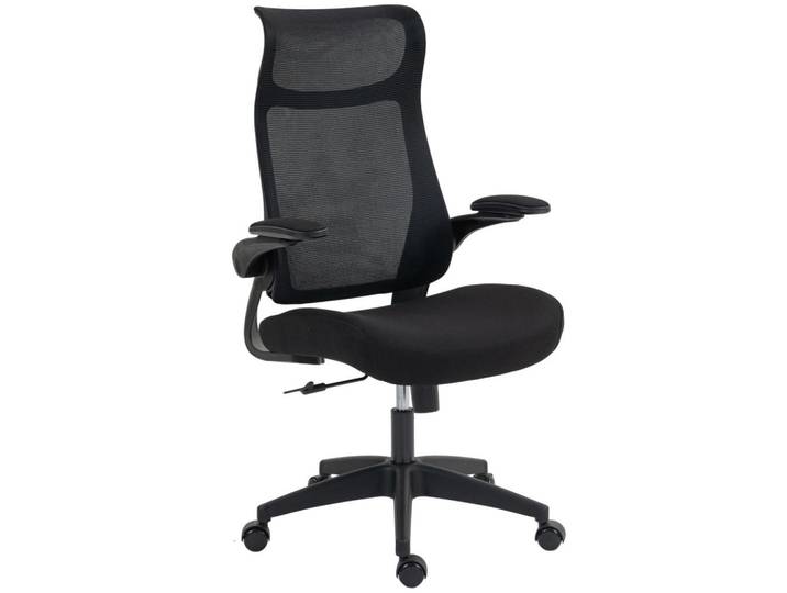 Homcom Bürostuhl mit 3D-Armlehnen Netzbespannung Kopfstütze Ergonomisch, Schwarz, Kunststoff, 64x118x65 cm, Büromöbel, Bürostühle, Drehstuhl