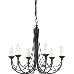 Kronleuchter Hängelampe Deckenleuchte Stahl Schwarz D 61 cm Esszimmerleuchte