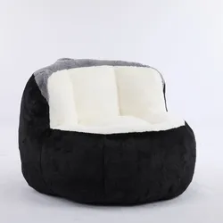 MODFU Sitzsacksofa aus Kunstfell, mehrfarbig, mit Schaumstoffflockenfüllung