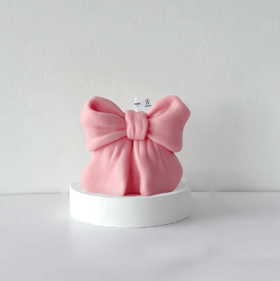 Inspire Picks 3D Bow Knot Soy Wax Aromatherapy Candle Handmade Scented Decorative Candle For Home & Gifts dark Pink 1pc