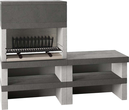 Edilmark KUBO.1 - Barbecue à bois et à charbon en maçonnerie - Brûleur arrière et accessoire Panka déplaçable