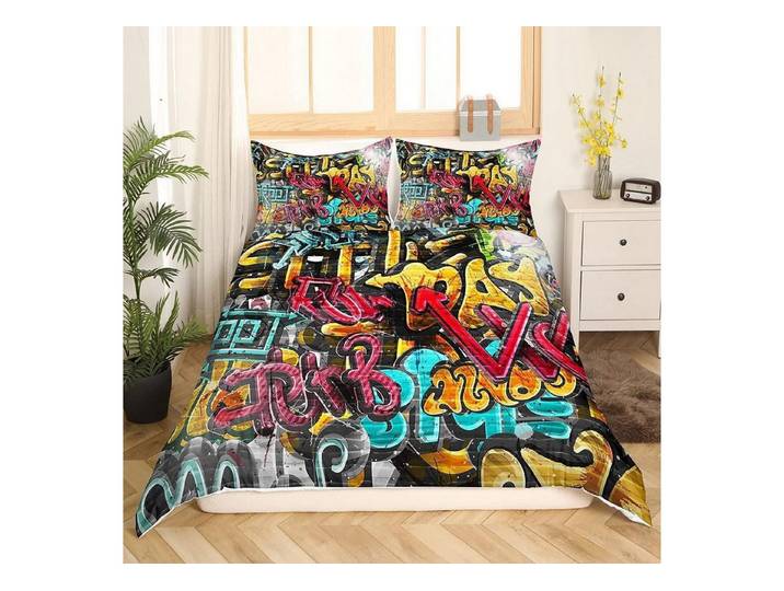 LuxusKollektion Jugendbettwäsche Bettwäsche Set 135x200cm Hippie Graffiti