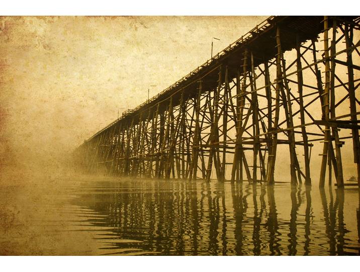 Papermoon PIER-SEPIA VINTAGE WANDBILD MEER STRAND STEG OZEAN XXL
