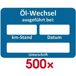 EICHNER 2 Rollen je 250 Kundendienst-Aufkleber »Ölwechsel ausgeführt bei« blau, 6x4 cm