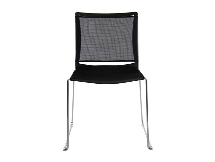 Chaise de réunion et visiteur Giulia coque en polypropylène Noir - dossier en maille Noir - piètement fil chromé métal