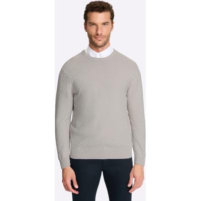 Rundhalspullover MARCO DONATI "Pullover", Herren, Gr. 48, beige (hellgrau), 100% Baumwolle, Pullover Rundhalspullover
