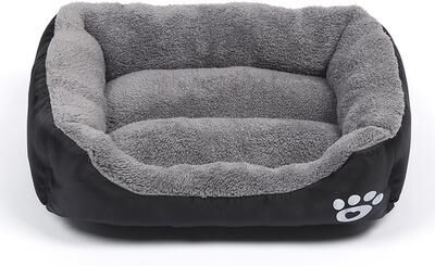 Happy Pet Pantry Large Plush Dog Bed, All Season Washable Square Pet Sofa With Waterproof Mattress For Medium Dogs & Cats black m