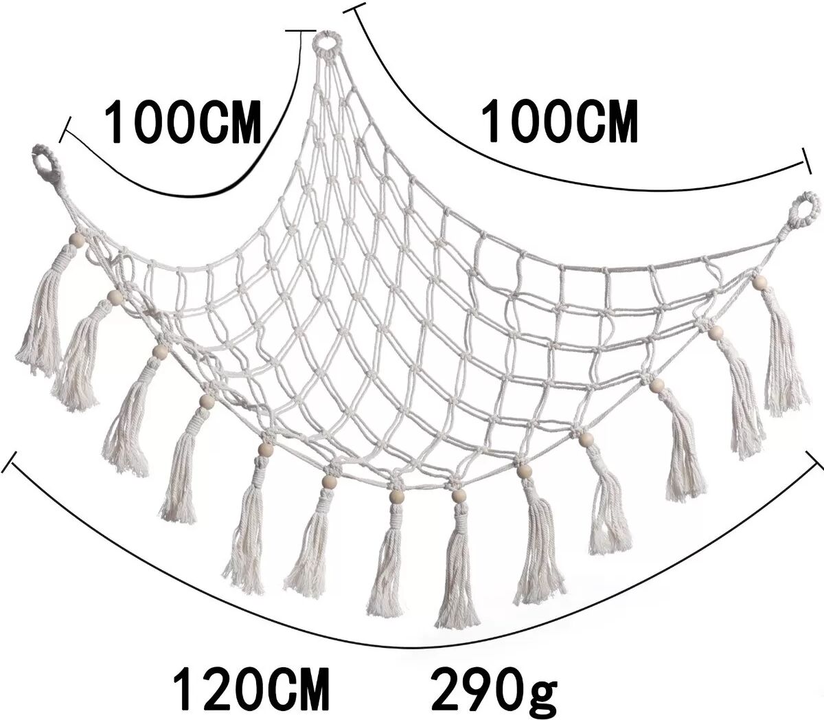 INF Hamac triangulaire tissé à la main en corde de coton - Filet de rangement pour peluches, Organisateur d'angle suspendu Blanc