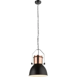 Hängeleuchte Retro Esszimmerleuchte hängend schwarz Hängelampe kupfer Industriell, Metall, 1x E27 Fassung, DxH 26,5x120 cm