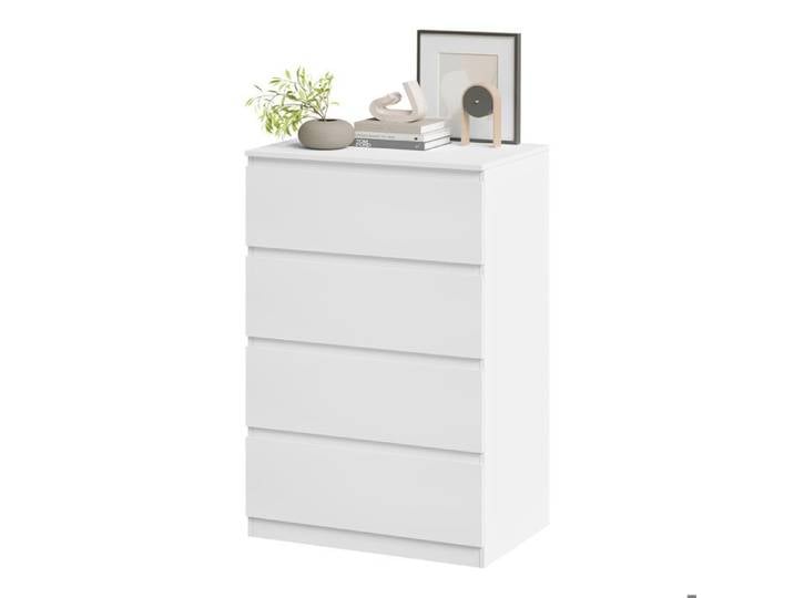 Commode 4 Tiroirs - WOLTU Meuble de Rangement - 60x40x90cm - pour Chambre Salon et Entrée - Blanc