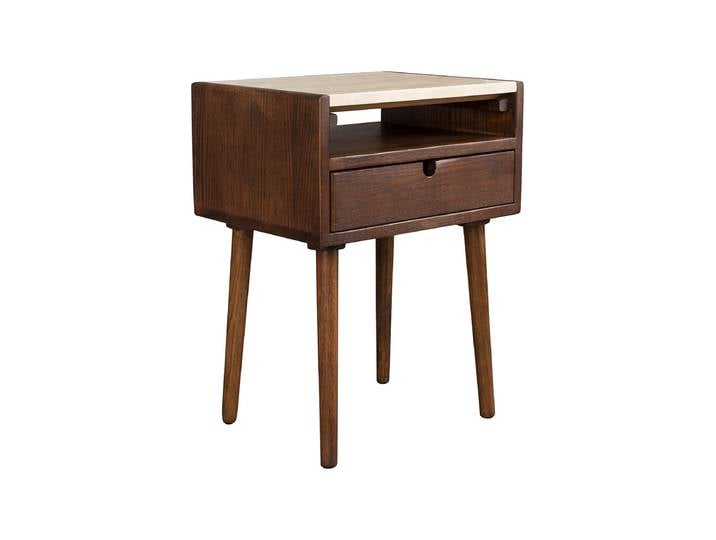 Massivholz Design Nachttisch/Beistelltisch „Arda“ Travertin Dutchbone