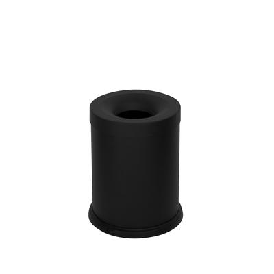 Stil Casa selbstlöschender Abfalleimer, lackierter Stahl, Ø 25xh. 35 cm, Schutzrand aus Kunststoff, 15 Liter, schwarz.