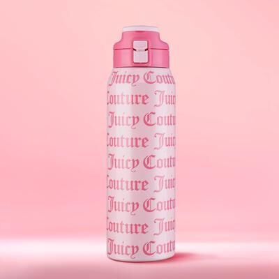 Juicy Couture Glam Getaway Hydration Stainless Steel Tumbler with Flip Top Lid