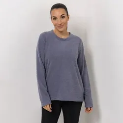 MONT CHALET Damen-Pullover uni Angora-Fellimitat Rundhalsausschnitt