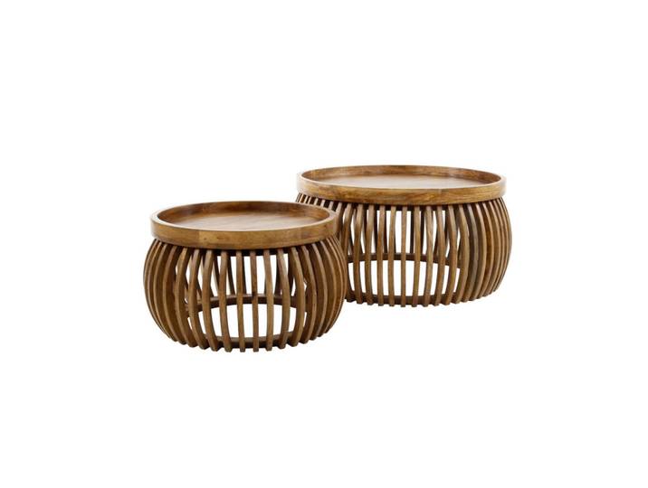 Kawola Couchtisch Lani 2ER SET Braun Mango, Mangoholz, Echtholz,Mangoholz, Rund, 78x40x78 cm, Wohnzimmer, Wohnzimmertische, Couchtische