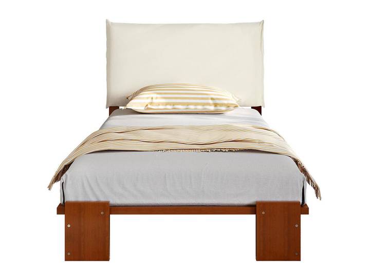 Komhtom Einzelbett 90x200 cm in Dunkelbraun mit Breitere Bettbeine, Braun, Holz, Mode, 90x205 cm, Schlafzimmer, Betten