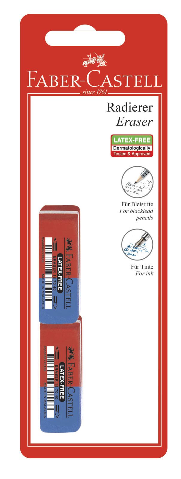 FABER-CASTELL Radiergummis rot/blau 180667