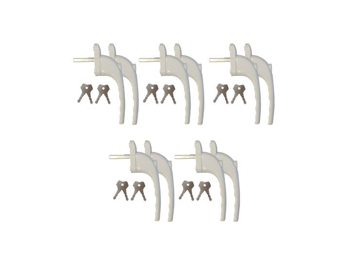 Fenstergriffe mit Schloss 10er Set weiss