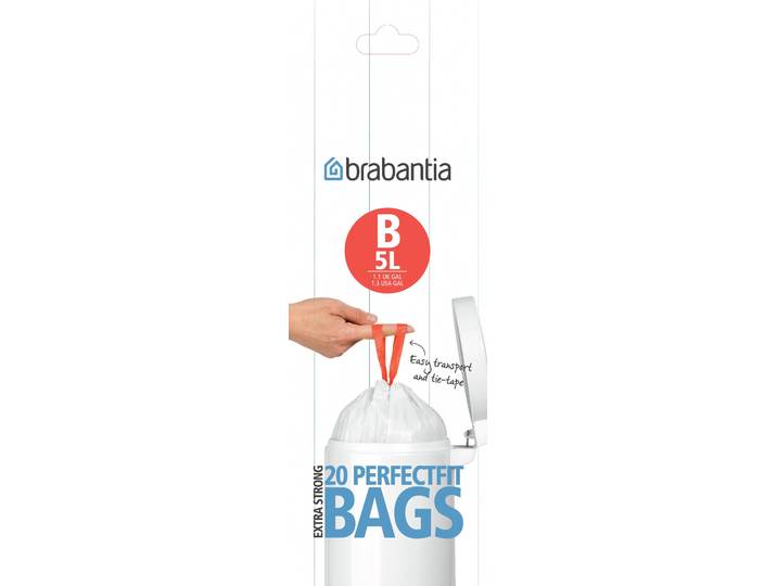 Brabantia Afvalzakken B, 5 liter 20 zakken/rol 5 l