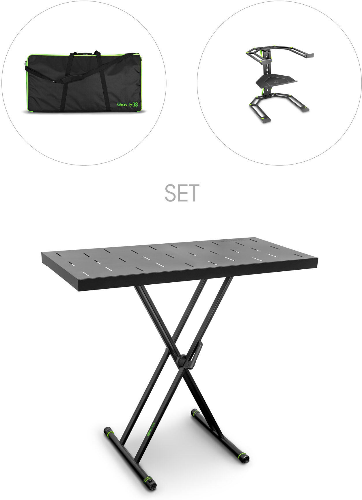 Gravity Ksx 2 Rd Set 2 - Keyboardstativ X-Form Doppelt Und Auflagetisch Set 2