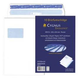 Mailmedia Versandtaschen Cygnus Excellence DIN C4 mit Fenster weiss 10 St. (C4, 10x) (30123429)