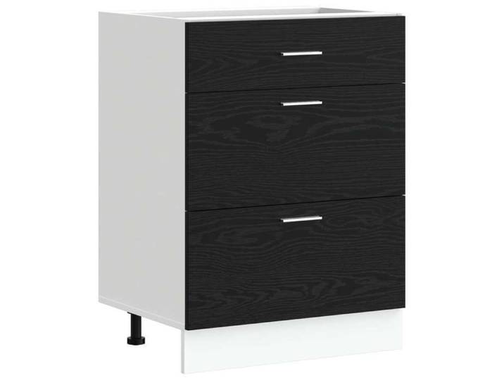 NOUVEAU Placard de cuisine - Meuble de cuisine bas - Chêne noir - 60x46x81 5cm - Anti l'humidité  30859