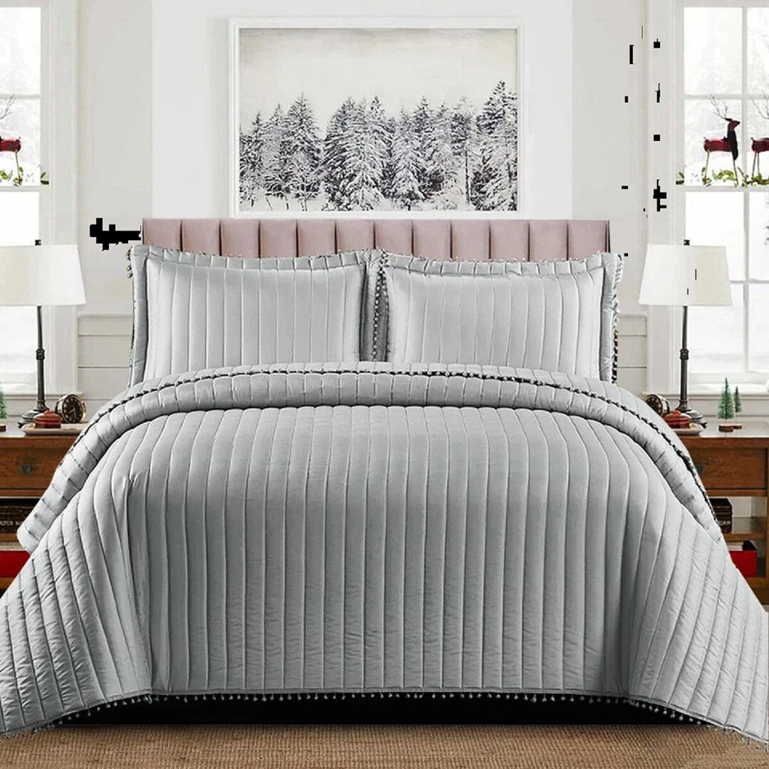 ZASH LONDON Microfiber Bedspread with Pillow Shams Included Green Double Bedspread + 2 Standard Shams