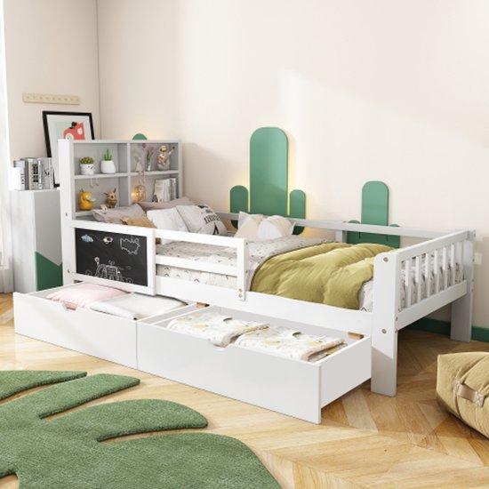 Kinderbett, weiß, multifunktional, ohne Matratze, 90x200