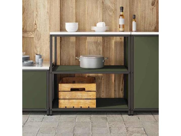 UU*TOP Meuble de rangement de cuisine - design modulaire - avec étagère - Vert olive Acier CC2287