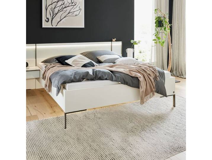 Interliving Bett 1033 Komfort 200x210cm Weiß modern, Mit Beleuchtung höhenverstellbar