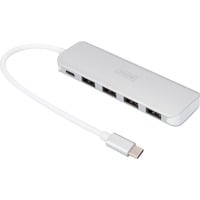 USB Type-C 4-Port Hub (USB 3.0) + PD, USB-Hub silber